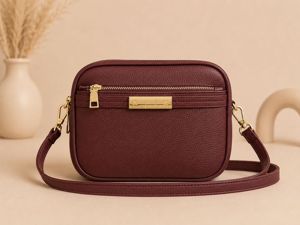 Minimalista crossbody táska - burgundi