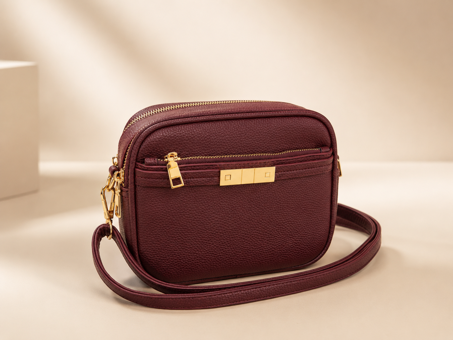 Minimalista crossbody táska - burgundi