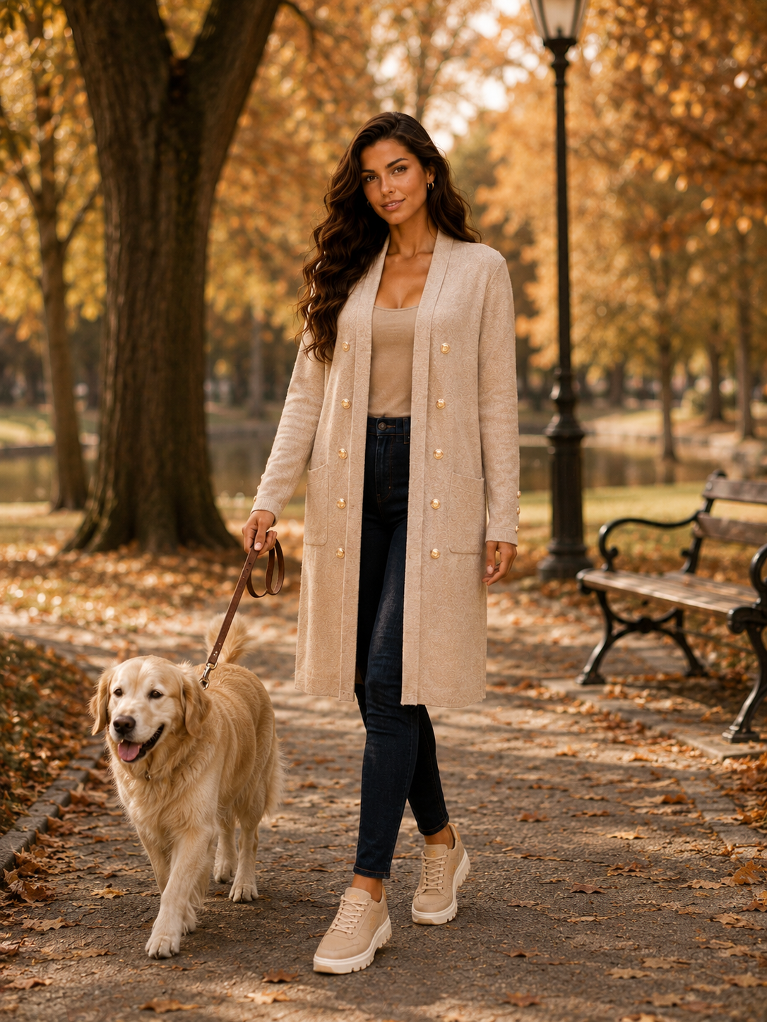 Alessia hosszú kardigán - bézs