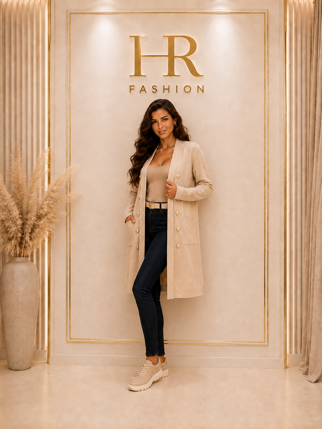 Alessia hosszú kardigán - bézs