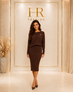Amber kétrészes ruha - csokoládé barna