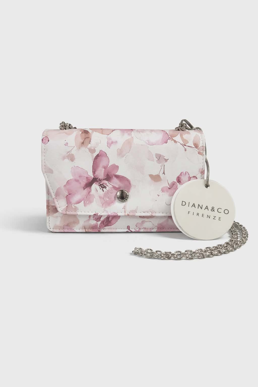 Diana&Co Firenze láncos virágmintás crossbody táska - rózsaszín