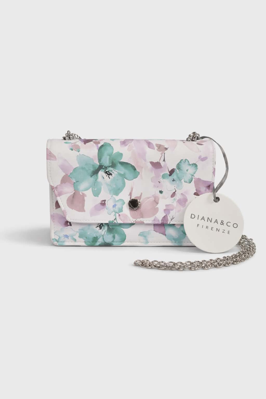 Diana&Co Firenze láncos virágmintás crossbody táska - menta