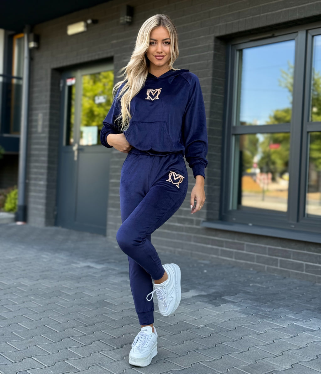 Velúr melegítőszett - sötétkék